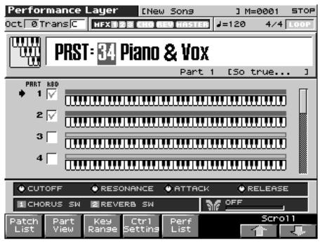 ROLAND FANTOM X7 - Sélection de la part entendue (keyboard switch) - 1