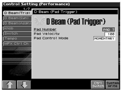 ROLAND FANTOM X7 - Paramétrage des contrôles temps réel et du d beam (Ctrl) - 1