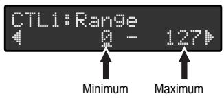 CTL1:Range ↓ 0 - 127▶ Minimum Maximum