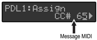 PDL1:Assign CC# 65▶ Message MIDI