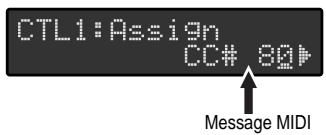 CTL1:Assign CC# 80▶ Message MIDI
