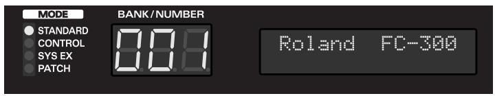 MODE STANDARD CONTROL SYS EX PATCH BANK/NUMBER 0.08 Roland FC-300