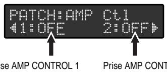 PATCH:AMP Ct.1 41:0FE 2:0FF Prise AMP CONTROL 1 Prise AMP CONT