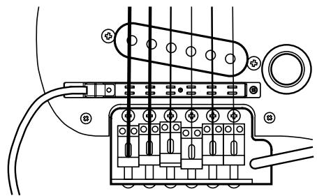 ROLAND GK-3 - Positionnez le capteur entre le corps de la guitare et les cordes et déterminez la position de fixation. - 1