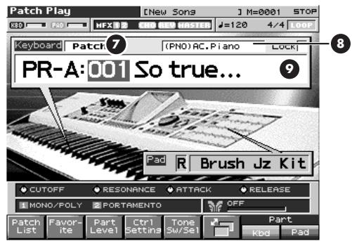 ROLAND FANTOM X6 - Fonctions de l'écran patch play - 1