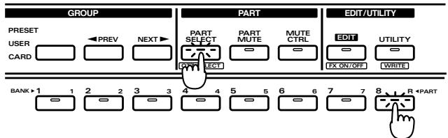 ROLAND JX-305 - Utilizez [PART SELECT] et PART [R] pour selectionner la partie rythmique. - 1