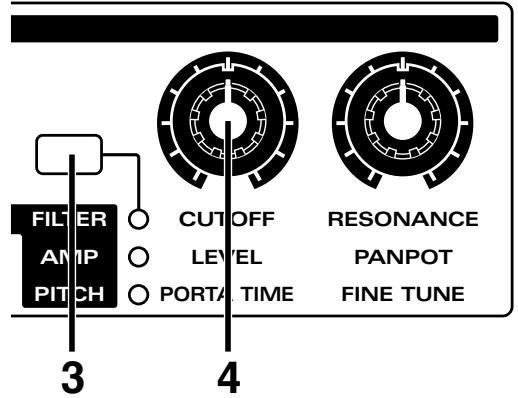 ROLAND JX-305 - Emploi de la fréquence de coupure (Cutoff) pour modifier la brillance - 1