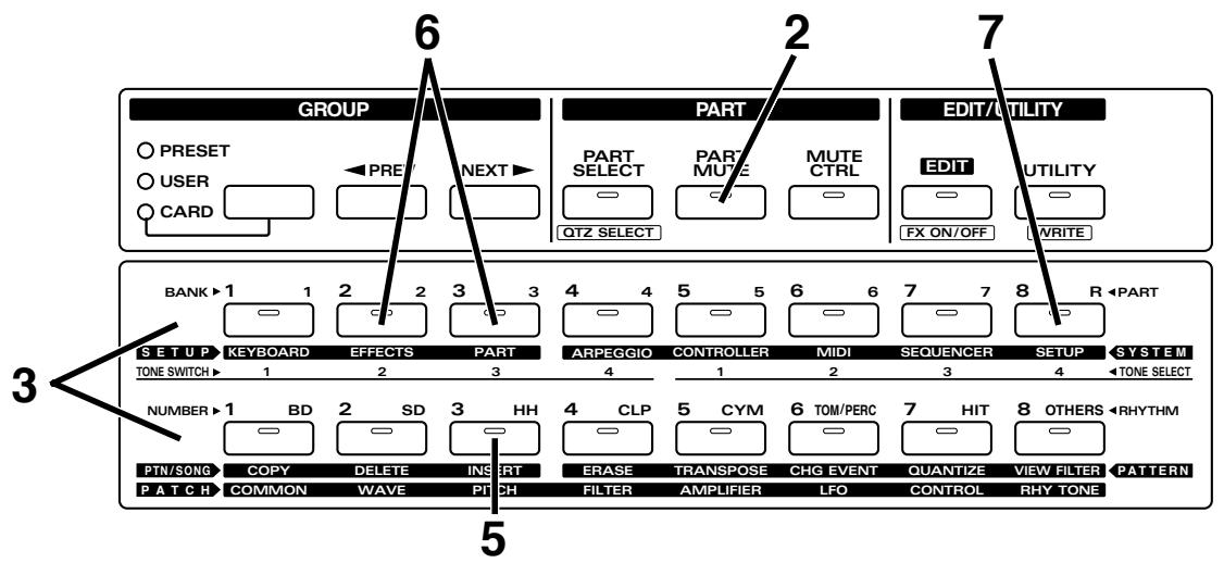 ROLAND JX-305 - Coupure de la reproduction d'une partie spécifique (Part Mute/Rhythm Mute) - 1