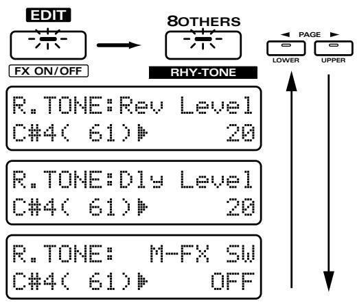 ROLAND JX-305 - Utilisez PAGE [<] [>] pour sélectionner les paramètres et les éditer. - 1