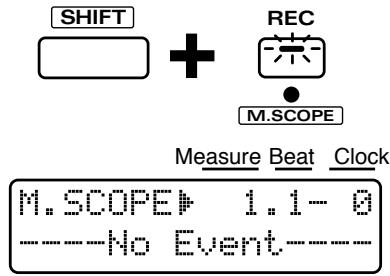 ROLAND JX-305 - Tenez enforcé [SHIFT] et pressez [M.SCOPE]. L'indicateur s'allume. - 1