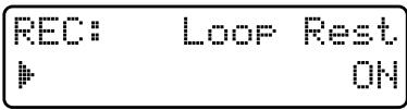 ROLAND JX-305 - Pressez plusieurs fois PAGE [< ] [>] pour acceder à la page de réglage Loop Rest (plage de silence entre chaque boucle), et utilisez [INC] [DEC] ou la molette [VALUE] pour sélectionner "ON." - 1