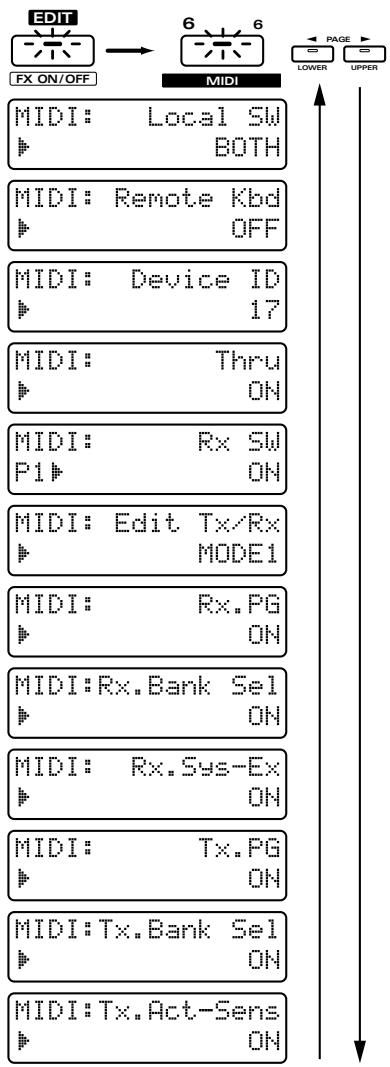 ROLAND JX-305 - Utilisez PAGE [<] [>] pour sélectionner les paramètres et utiliser [INC] [DEC] ou la molette [VALUE] pour régler chaque paramètre. - 1