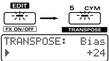 ROLAND JX-305 - Pressez NUMBER [5] (TRANSPOSE). - 1