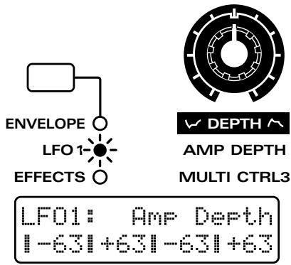 ROLAND JX-305 - Réglage de l'amplitude de la modulation de volume (LFO1 Amplifier Depth) - 1