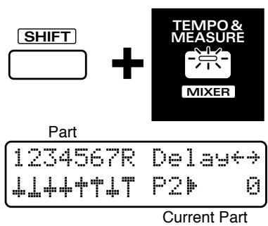 ROLAND JX-305 - Réglage du volume de delay pour chaque partie (Part Delay Level) - 1
