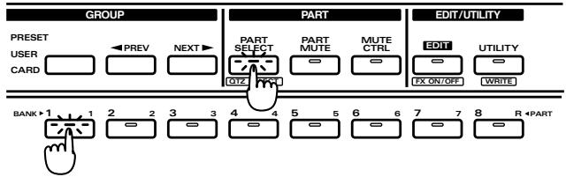 ROLAND JX-305 - Emploi des boutons pour modifier le son durant la reproduction (modification en temps réel) - 1