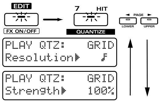 ROLAND JX-305 - Pressez NUMBER [7] (QUANTIZE). - 1