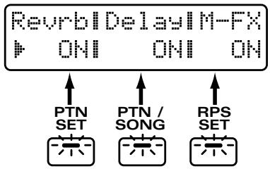 ROLAND JX-305 - Utilisez PAGE [ ] [>] pour déplacer le curseur sur l'unité d'effet dont vous désirez changer le réglage, et utilisez [INC] [DEC] ou la molette [VALUE] pour commuter l'effet on/off. - 1