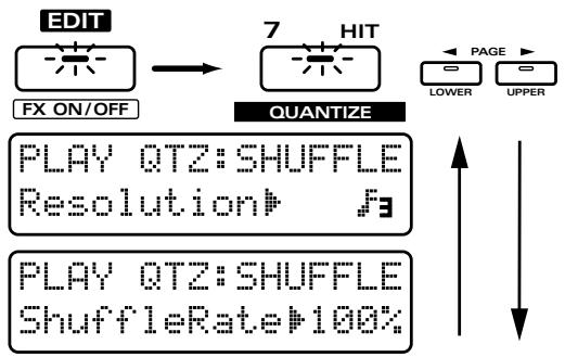 ROLAND JX-305 - Pressez NUMBER [7] (QUANTIZE). - 1