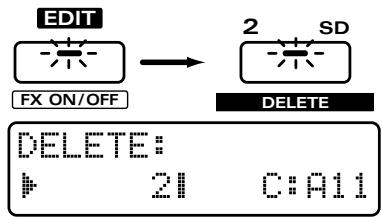 ROLAND JX-305 - Pressez NUMBER [2] (DELETE). - 1