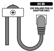 ROLAND MICRO CUBE BASS RX - Conectar el adaptor de CA - 1
