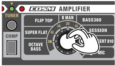 ROLAND MICRO CUBE BASS RX - Use the AMP TYPE knob to select the string that you want to tune. - 1