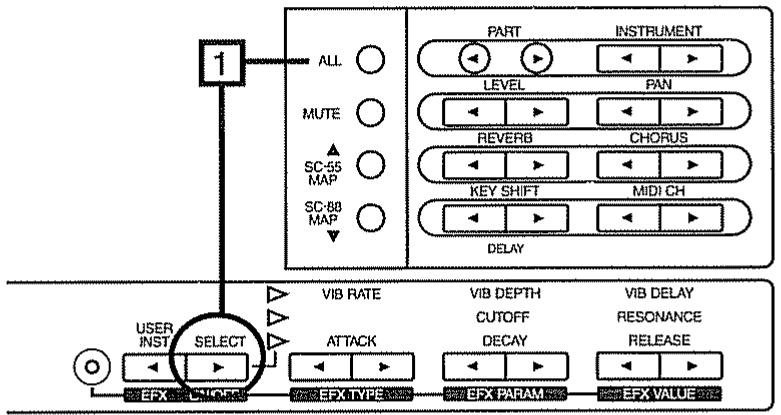 ROLAND SC-88 PRO - Pour désactiver le mode compatible SC-88, tenez enfoncé [SELECT] et pressez [ALL]. - 1