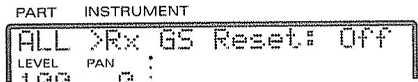 PART INSTRUMENT ALL >Rx 65 Reset: Off LEVEL PAN : +100 :