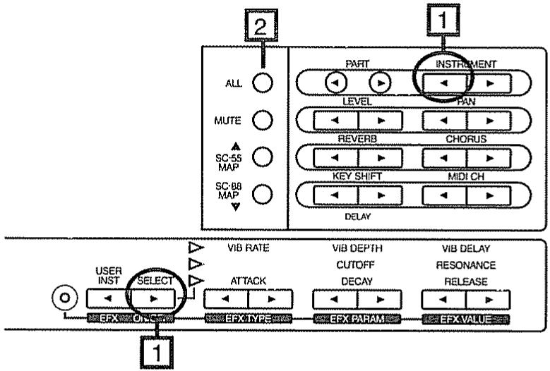 ROLAND SC-88 PRO - Pressez [ALL] et la configuration CM-64 sera sélectionnée. - 1