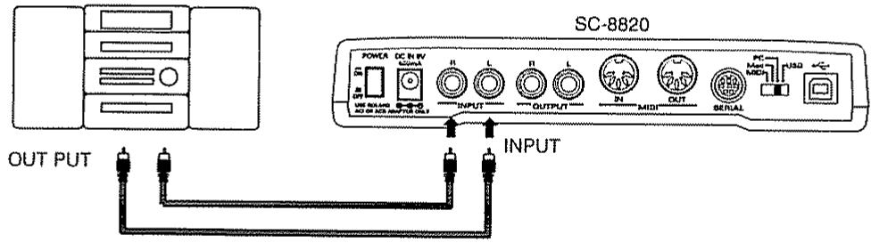 ROLAND SC-8820 - Connexion des prises d'entrée audio - 1
