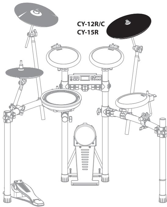 ROLAND TD-4 - Utilisation d'une cymbale CY-12R/C ou CY-15R à la place de la cymbale CY-8 - 1