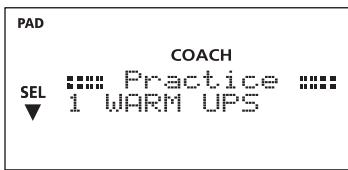 PAD COACH SEL : **** Practice ***** ▼ 1 WARM UPS