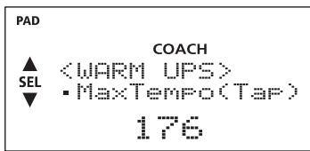 PAD COACH ▲ SEL · MaxTempo(Tap) 176