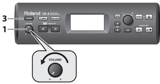 ROLAND TD-4 - Mise sous tension/hors tension - 1