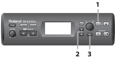 Roland TD-4 POWER TURING METER HYDRIVE 1200 MHz < > MENU OK 1 2 3