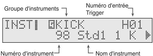 Groupe d'instruments Numéro d'entrée Trigger INSTI QKICK H01 98 Std1 1 K # Numéro d'instrument Nom d'instrument