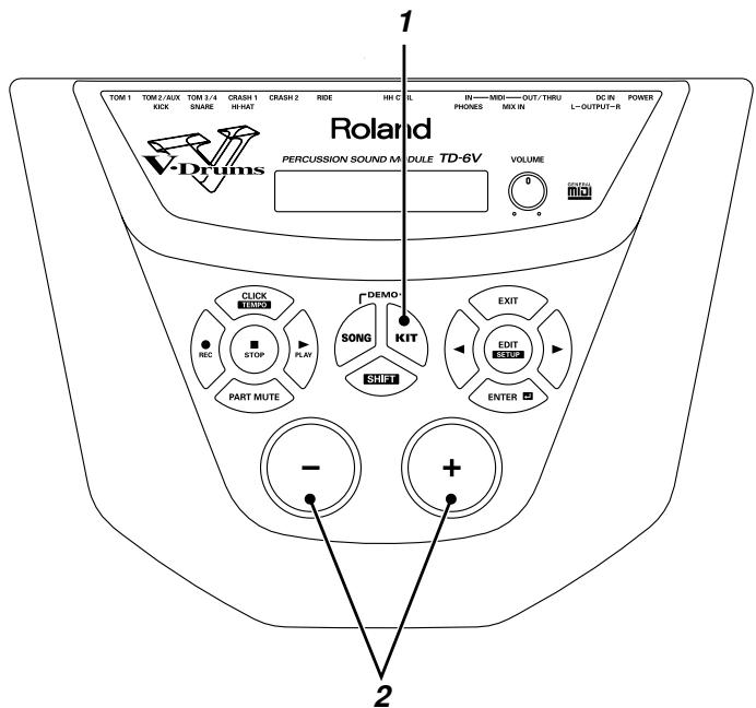 TOM 1 TOM2/ALUX TOM 3/4 CRASH 1 CRASH 2 RIDE HH C L IN—MDI—OUT/THRU DC IN POWER KOA SNARE HI HAT PHONES MIX IN L—OUTPUT-R Roland V-Drums PERCUSSION SOUND M MODULE TD-6V VOLUME 0 CALL TENOX SONG KIT EXIT STOP PLAY PART MUTE SHIFT ENTER - + 2