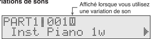 relations de sons ↓ Affiché lorsque vous utilisez une variation de son PART II 2010 Inst Piano Iw