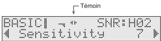 Témoin BASIC↓ → SNR:H02 ↑ Sensitivity 7 ↑