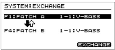 ROLAND V-BASS - Changement de l'ordre des patches (patch exchange) - 3