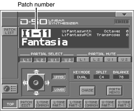 ROLAND V-CARD - Selectionner des patches avec la molette VALUE - 1