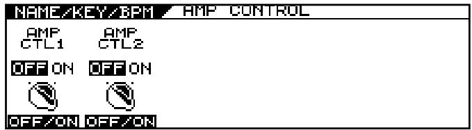 NAME/KEY/BPM / AMP CONTROL AMP CTL1 AMP CTL2 OFF ON OFF ON OFF/ON OFF/ON