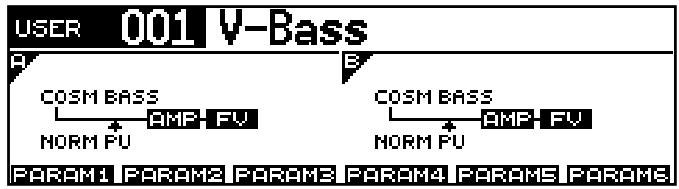 USER 001 V-Bass COSM BASS NORM FU COSM BASS NORM FU PARAM1 PARAM2 PARAM3 PARAM4 PARAM5 PARAM6