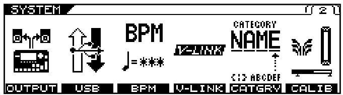 SYSTEM OUTPUT USB BPM V-LINK CATEGORY NAME CATGRY CALIB