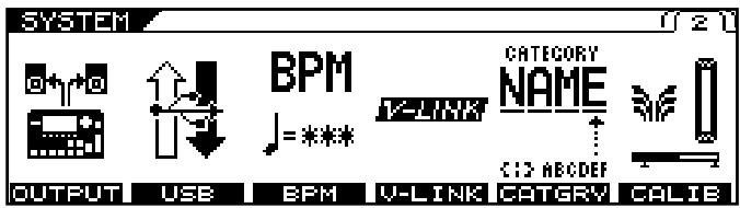 SYSTEM OUTPUT USB BPM V-LINK CATEGORY NAME CATGRY CALIB
