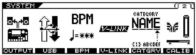 SYSTEM OUTPUT USB BPM V-LINK CATEGORY NAME C13 ABCDEF CATGRY CALIB