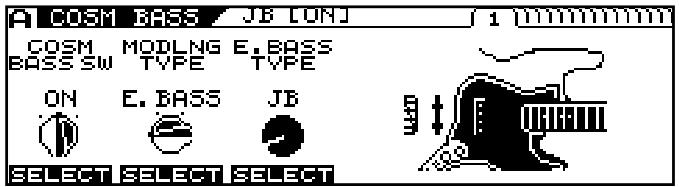 A COSM BASS JB LUNJ COSM MODLNG E.BASS BASS SW TYPE TYPE ON E.BASS JB SELECT SELECT SELECT