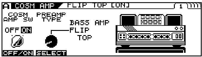 COSM AMP FLIP TOP LONJ COSM PREAMP AMP SW TYPE BASS AMP OFF ON FLIP OFF/ON SELECT TOP