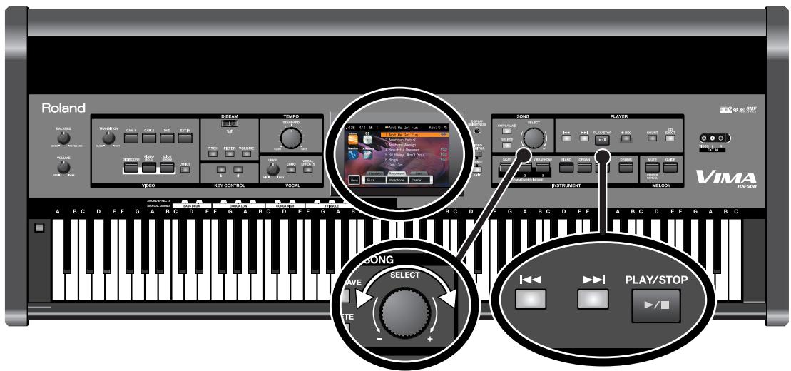 ROLAND VIMA RK-500 - Ecouter les morceaux de la mémoire 'Favorites' - 1