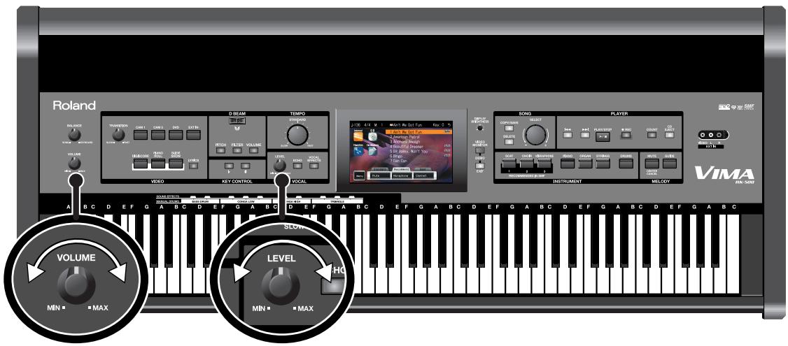 ROLAND VIMA RK-500 - Régler le volume du micro - 1